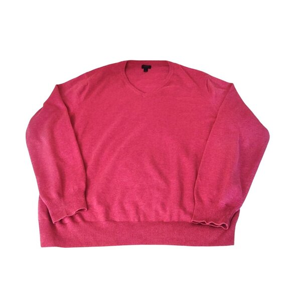 J.Crew Sweaters - J.Crew Women's Pink V-Neck Pullover Sweater Large Soft Knit Cotton Long Sleeve